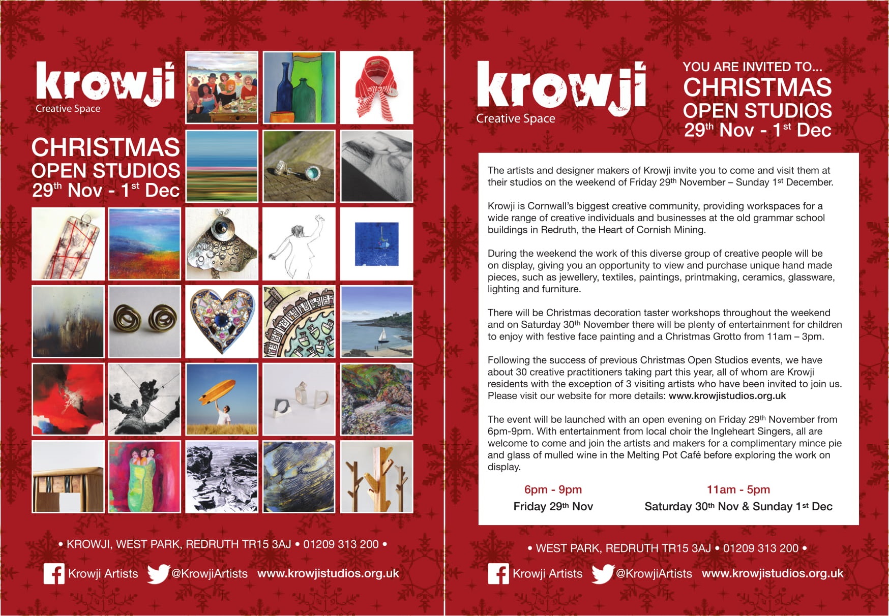 Krowji Christmas Open Studios 2013 Flyer