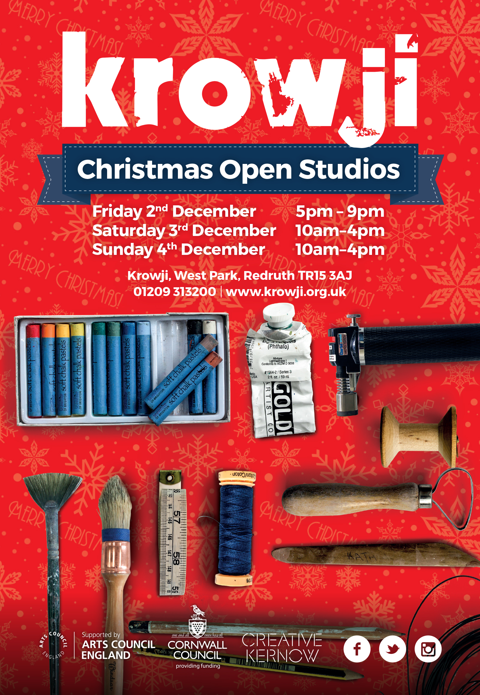Krowji Christmas Open Studios Poster light